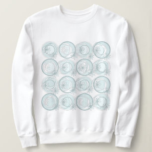 Accent Circles Background Flowers Duck Egg White Sweatshirt