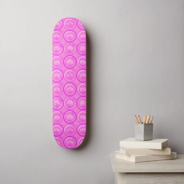 Accent Circles Background Flowers Pink Birthday Skateboard (Wall Art)