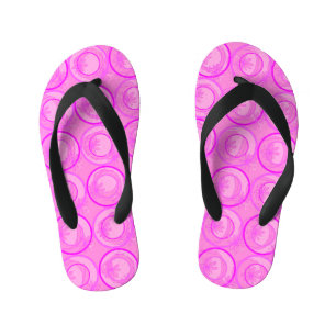 Accent Circles Background Flowers Pink Kid's Flip Flops