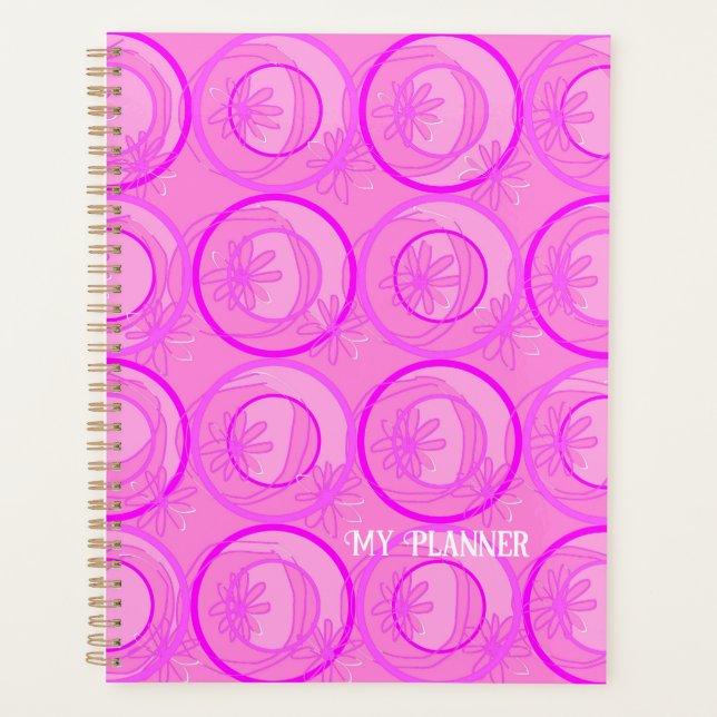 Accent Circles Background Flowers Pink Planner (Front)