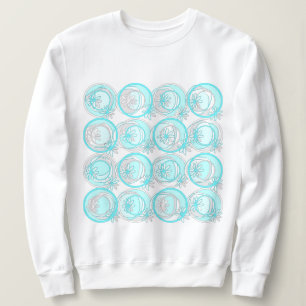 Accent Circles Background Flowers Turquoise White Sweatshirt