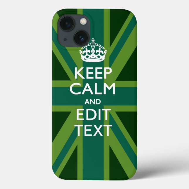 Accent Green Keep Calm And Your Text Union Jack Case-Mate iPhone Case (Back)