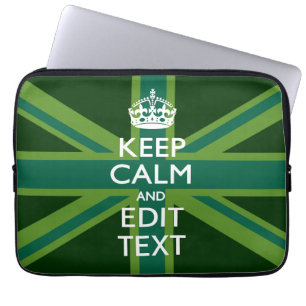 Accent Green Keep Calm And Your Text Union Jack Laptop Sleeve