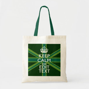 Accent Green Keep Calm And Your Text Union Jack Tote Bag