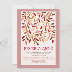 Accent Leaves Sweet Sixteen Invitation