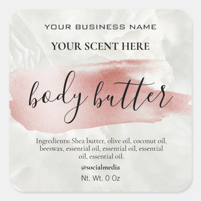 Accent Marble Rose Gold Body Butter Labels (Front)