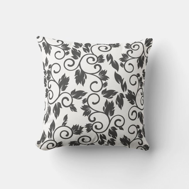 Accent Pillow-Black Vine Cushion (Front)