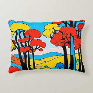 Accent pillow colorful original design landscape