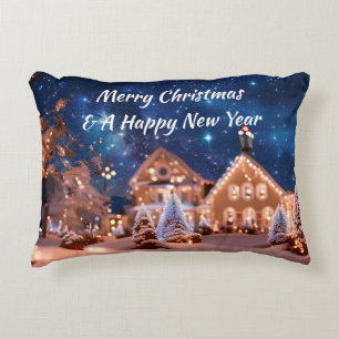 Accent Pillow Featuring An Outdoor Christmas Scene