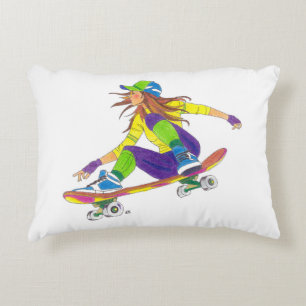Accent Pillow Girl Skateboarder