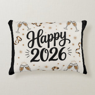 Accent Pillow-Happy New Year 2026 Decorative Cushion