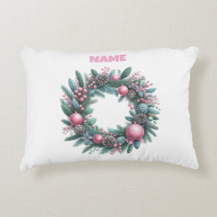 Accent Pillow-Personalised Pink Christmas Accent P Decorative Cushion