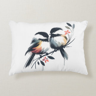 Accent pillow with two adorable chickadees