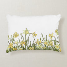 Accent Pillow with yellow daffodil floral pattern