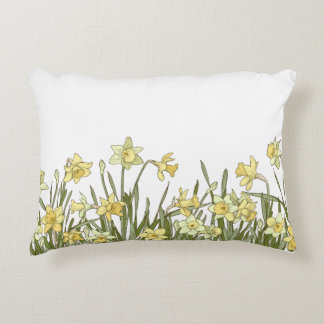 Accent Pillow with yellow daffodil floral pattern