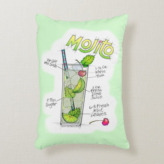 ACCENT PILLOWS - MOJITO RECIPE COCKTAIL ART (Front(Vertical))