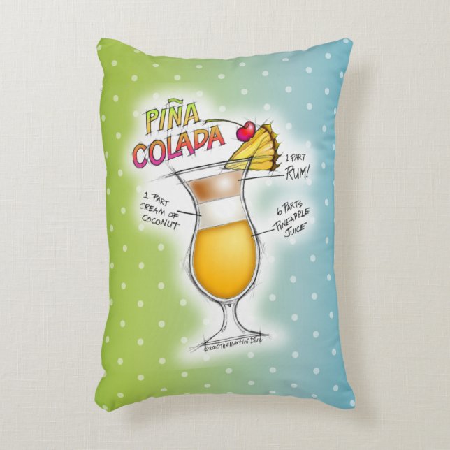 ACCENT PILLOWS - PINA COLADA RECIPE COCKTAIL ART (Front(Vertical))