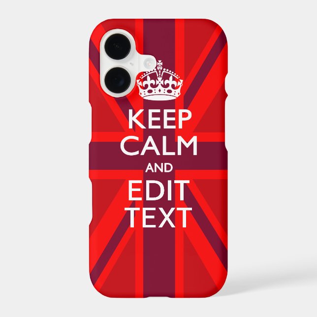 Accent Red Keep Calm Your Text on Union Jack Flag (Back)