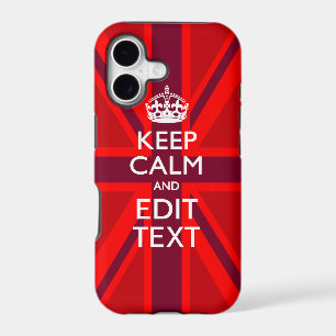 Accent Red Keep Calm Your Text on Union Jack Flag