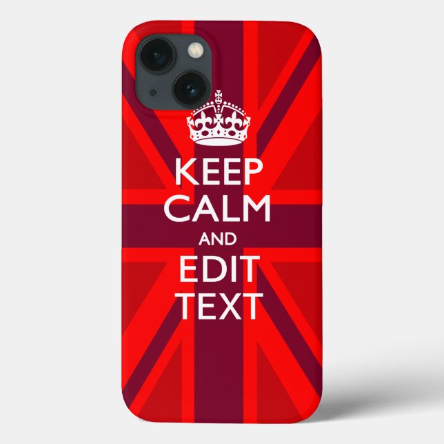 Accent Red Keep Calm Your Text on Union Jack Flag Case-Mate iPhone Case (Back)