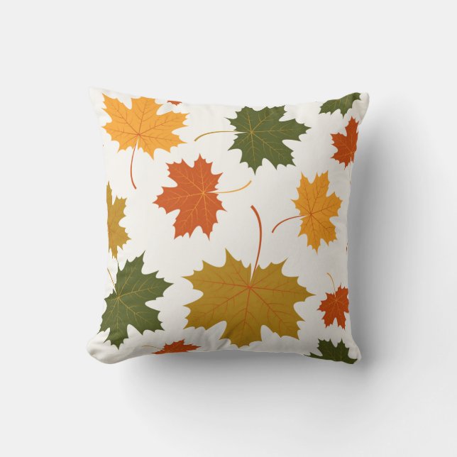 Accent Throw Pillow-Autumn Falling Leaves Cushion (Front)