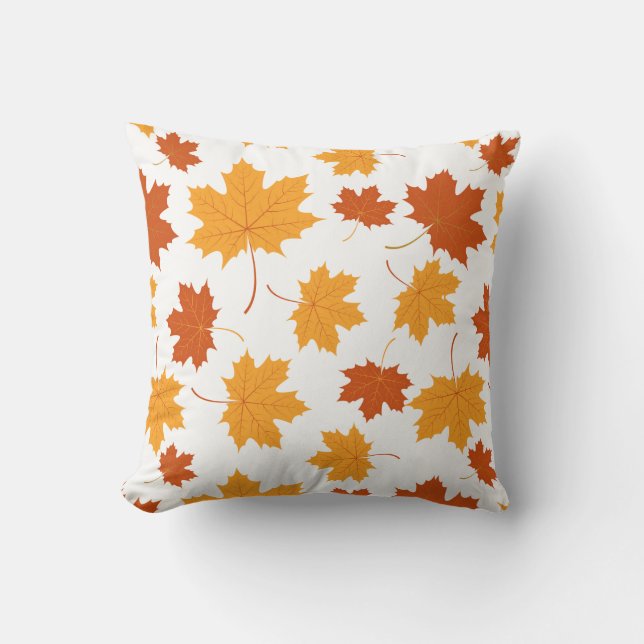 Accent Throw Pillow-Autumn Falling Leaves Cushion (Front)