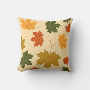 Accent Throw Pillow-Autumn Falling Leaves Cushion