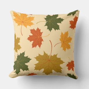 Accent Throw Pillow-Autumn Falling Leaves Cushion