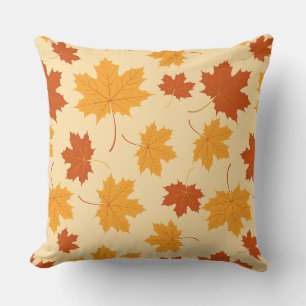 Accent Throw Pillow-Autumn Falling Leaves Cushion