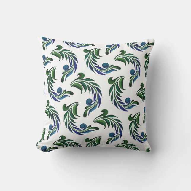 Accent Throw Pillow-Peacock Feathers Cushion (Front)
