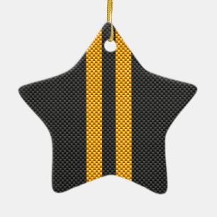 Accent Yellow Racing Stripes Carbon Fiber Style Ceramic Tree Decoration