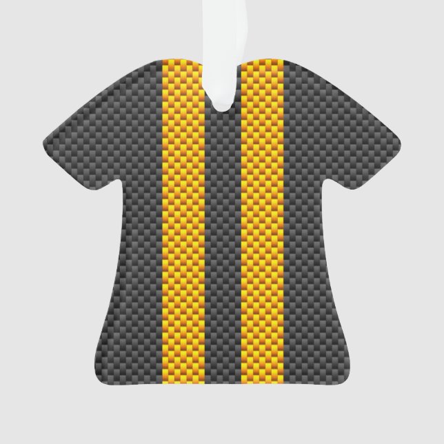 Accent Yellow Racing Stripes Carbon Fibre Style Ornament (Front)