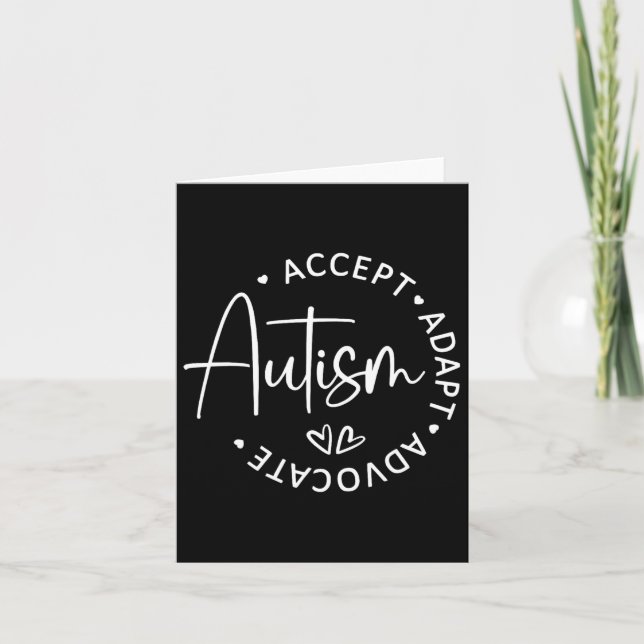 Accept Adapt Advocate Autism Awareness Be Kind Sup Card (Front)