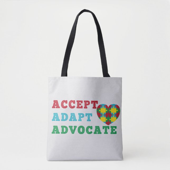 Accept Adapt Advocate Autism Awareness  Tote Bag (Front)