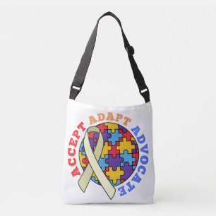 Accept Adapt Advocate-Autism Awareness World Ribbo Crossbody Bag