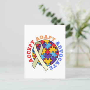 Accept Adapt Advocate-Autism Awareness World Ribbo Postcard