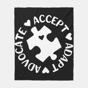 Accept Adapt Advocate Puzzle Piece Autism Awarenes Fleece Blanket