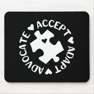 Accept Adapt Advocate Puzzle Piece Autism Awarenes Mouse Mat