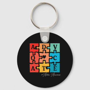 Accept Adapt Advocate Puzzle Piece Retro Autism Aw Key Ring