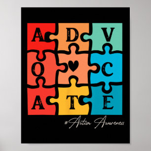 Accept Adapt Advocate Puzzle Piece Retro Autism Aw Poster