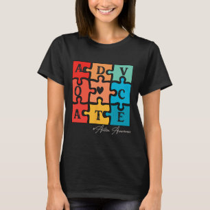 Accept Adapt Advocate Puzzle Piece Retro Autism Aw T-Shirt