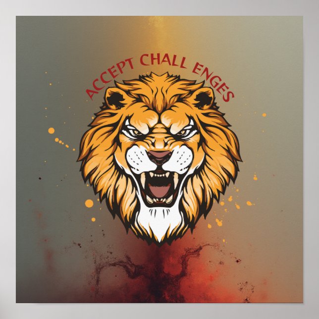 Accept Challenges – Motivational Quote Design Poster (Front)