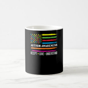 Accept Love Understand American Flag Puzzle Autism Coffee Mug