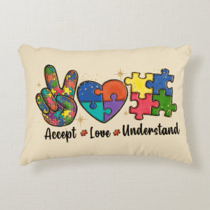 Accept Love Understand - Autism Awareness Heart Decorative Cushion