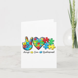 Accept Love Understand Autism Awareness Men Women Card