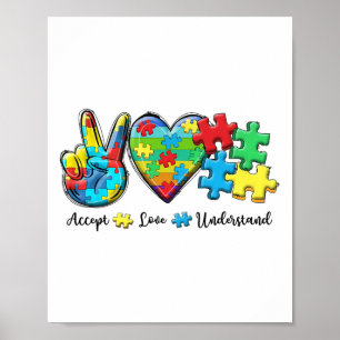 Accept Love Understand Autism Awareness Men Women  Poster