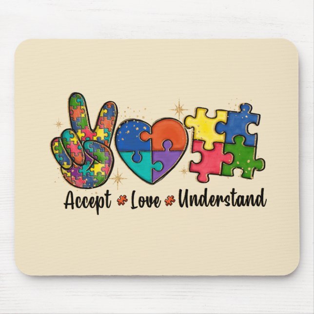 Accept, Love, Understand Autism Awareness Mouse Mat (Front)
