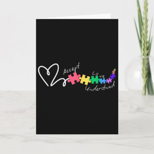 Accept Love Understand Autism Support Funny Autism Card