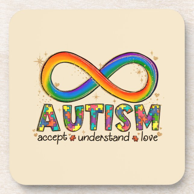 Accept Love Understand - Infinity Autism Awareness Coaster (Front)