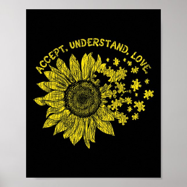 Accept Understand Autistic Kids Support Autism Awa Poster (Front)